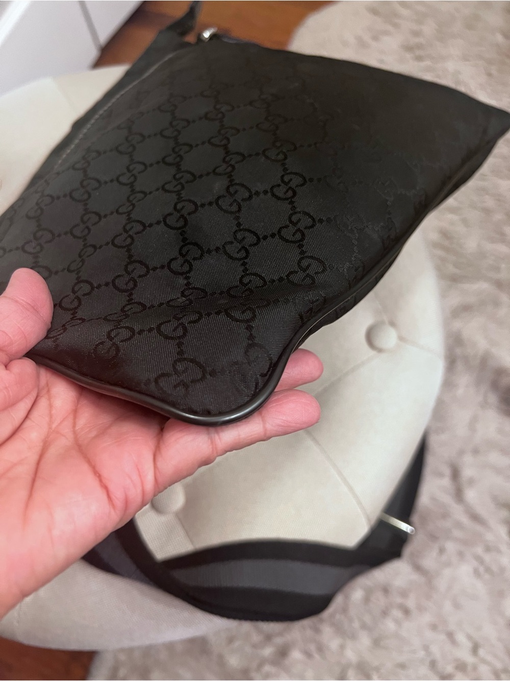 Gucci Black Nylon Monogram Crossbody Messenger Bag - Picture 12 of 12